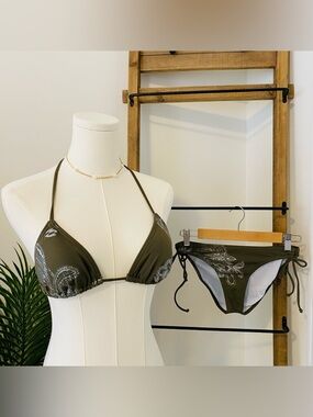 Olive Green Paisley Bikini Set, Billabong